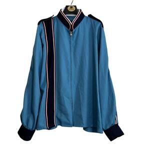 Vintage Blue Marching Band Jacket Zip Front Uniform Jacket Epaulets Size 50XL